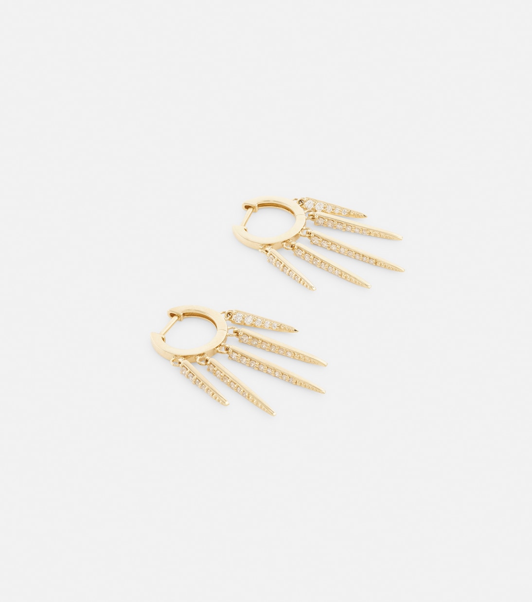 Orecchini a cerchio con diamanti in oro 14kt - Modello Huggie Fringe di Sydney Evan