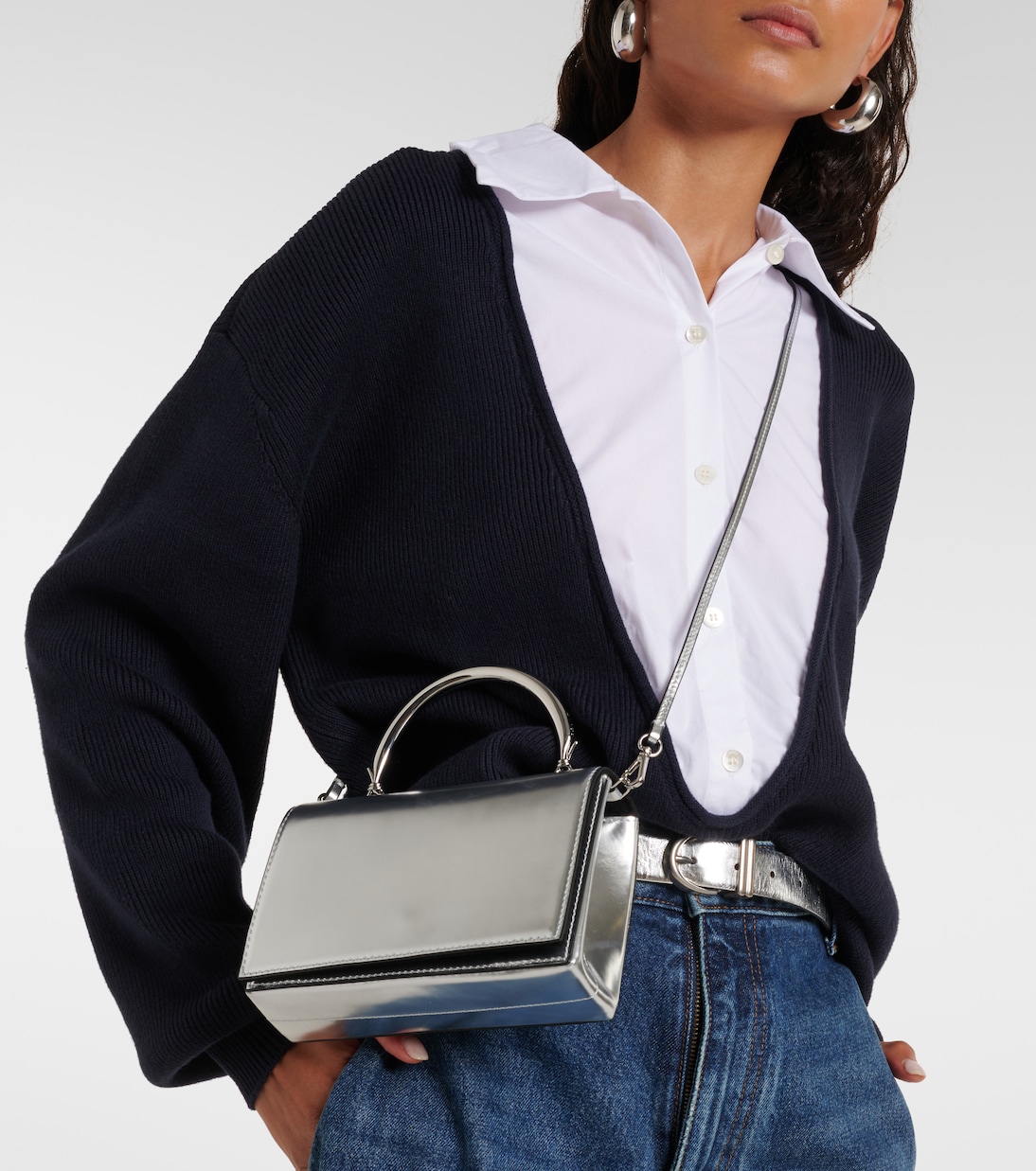 Borsa Arc Evening in pelle metallizzata | Staud