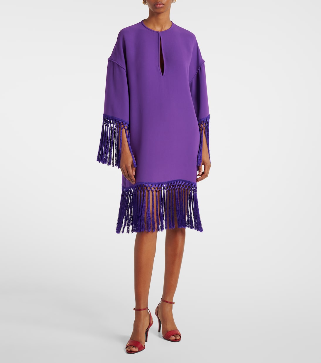 Abito corto in Cady Couture con frange | Valentino