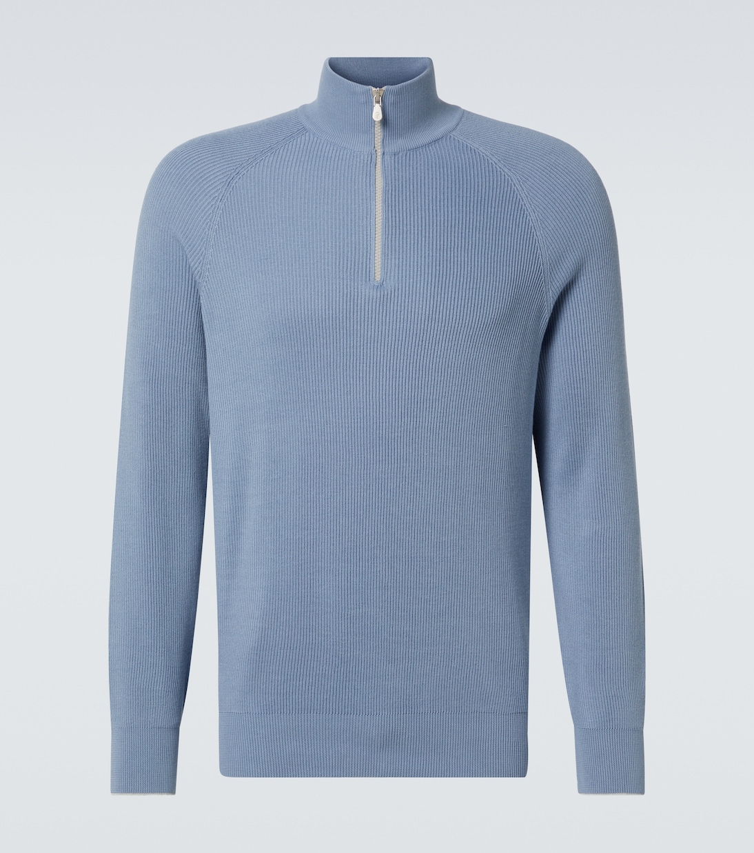 Pullover in cotone con zip corta | Brunello Cucinelli