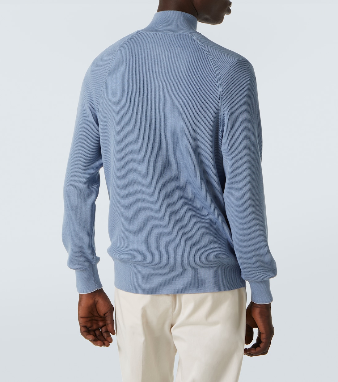 Pullover in cotone con zip corta | Brunello Cucinelli
