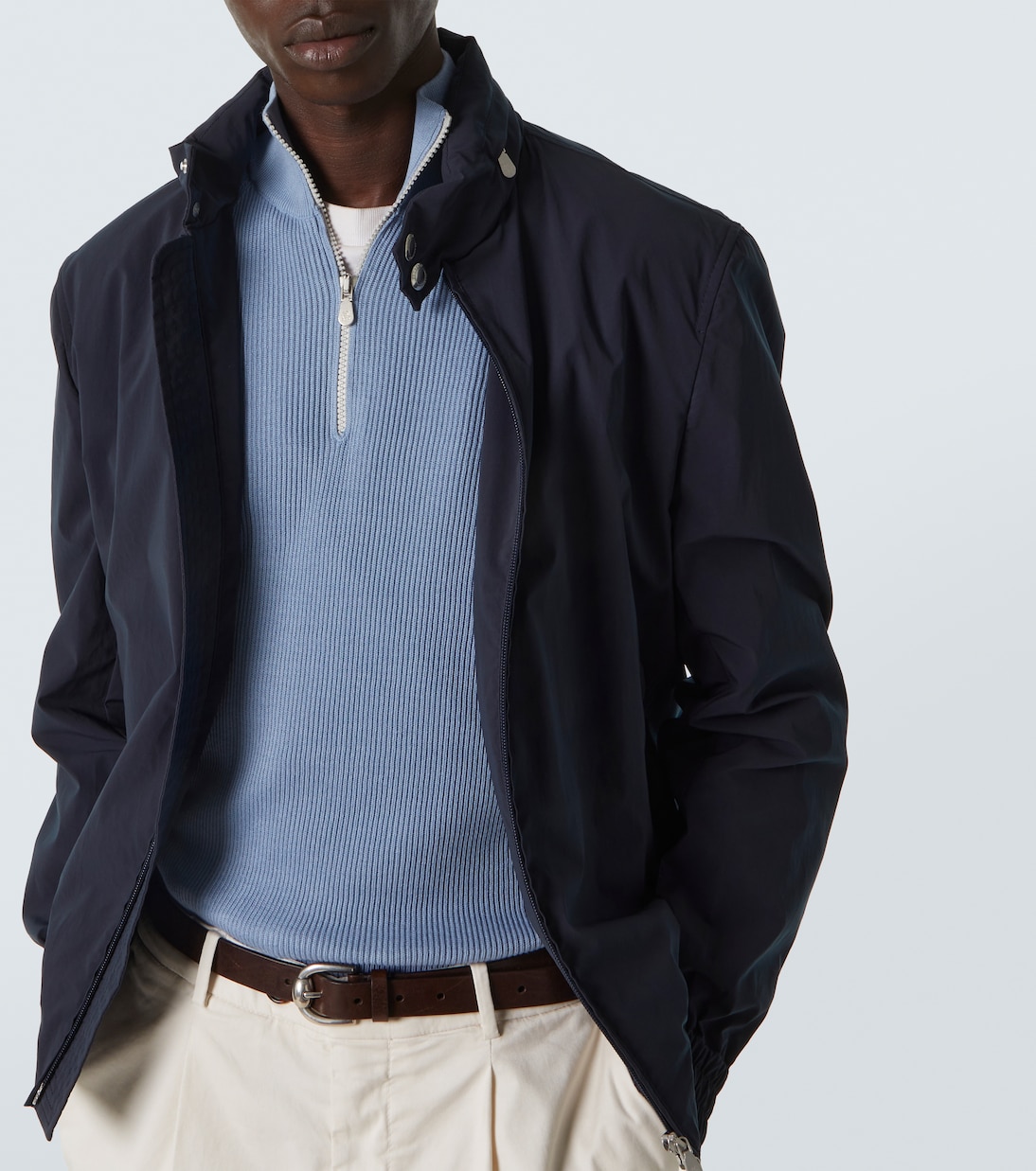 Pullover in cotone con zip corta | Brunello Cucinelli