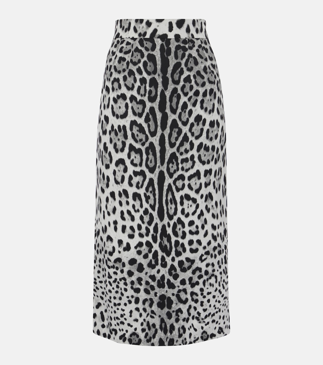 Jupe crayon en soie mélangée à motif léopard | Dolce&Gabbana