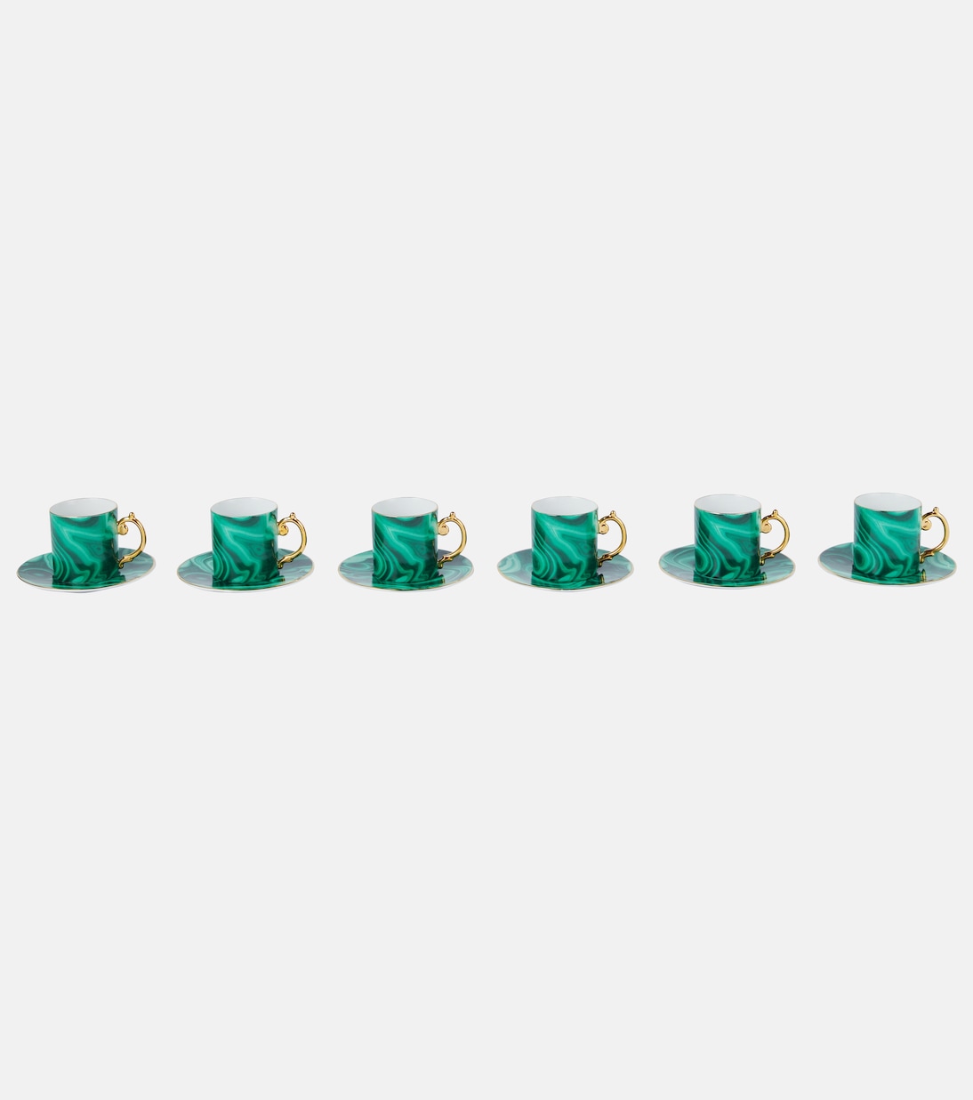 Malachite set of 6 espresso cups and saucers | L'Objet