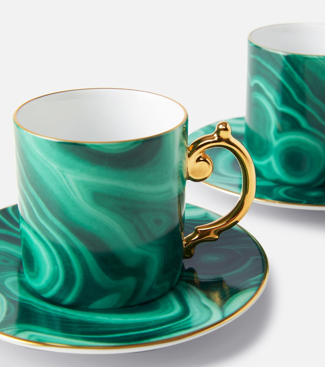 Malachite set of 6 espresso cups and saucers | L'Objet