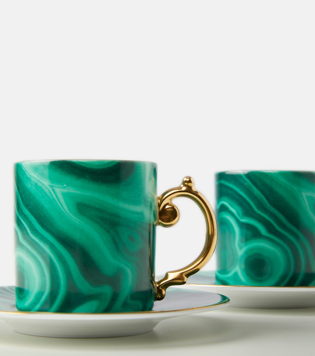 Malachite set of 6 espresso cups and saucers | L'Objet