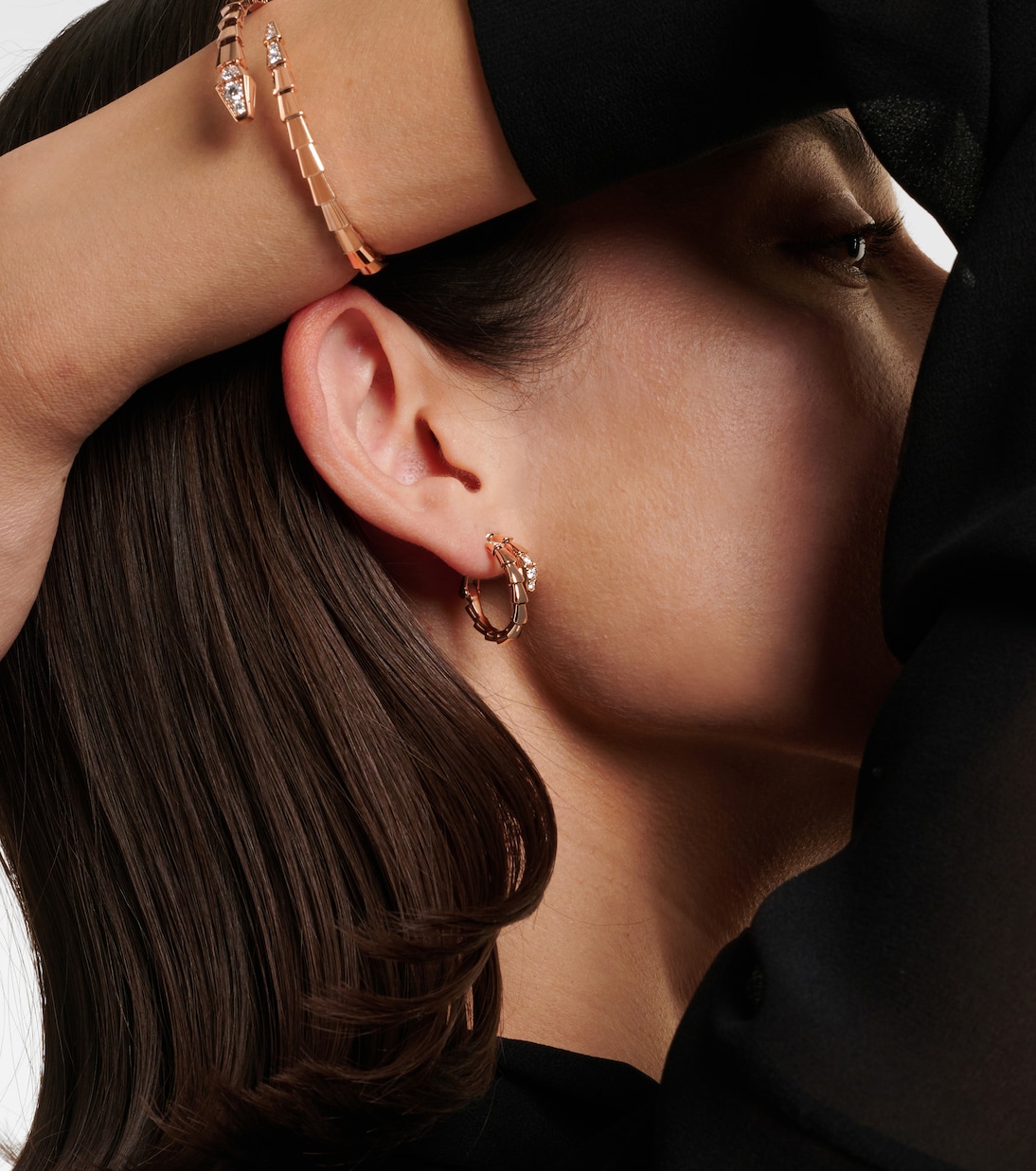 Boucles d'oreilles Serpenti Viper en or rose 18 ct et diamants | Bvlgari