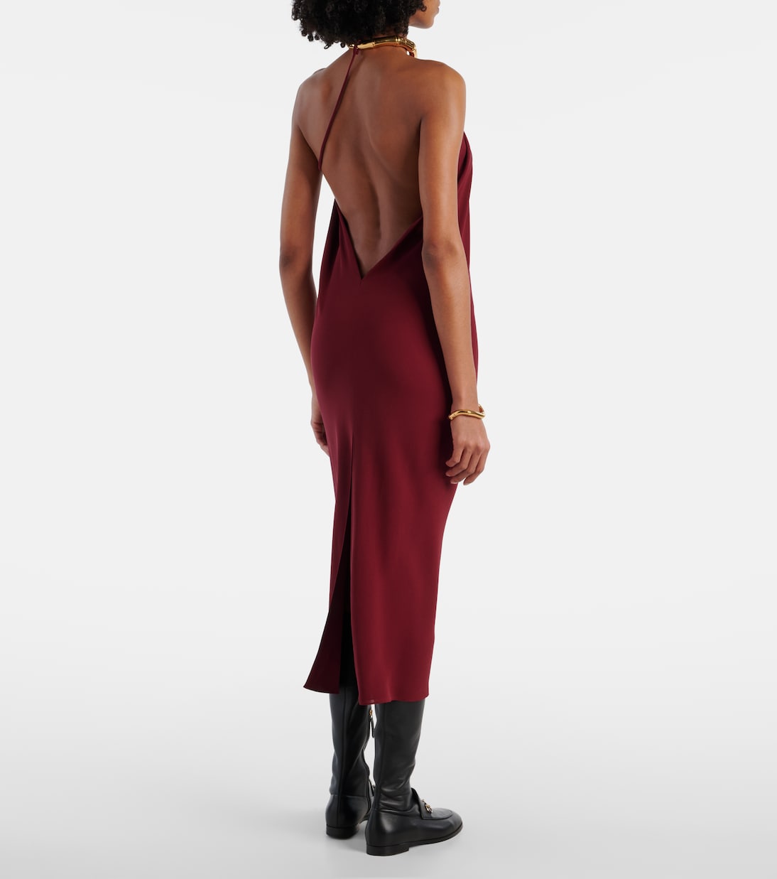 Vestido midi de crepé de seda drapeado | Gucci