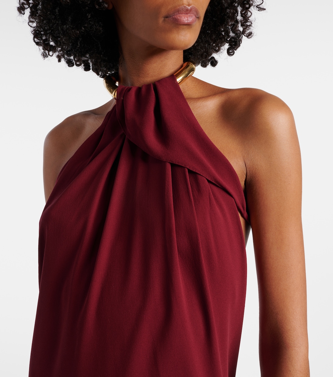 Vestido midi de crepé de seda drapeado | Gucci