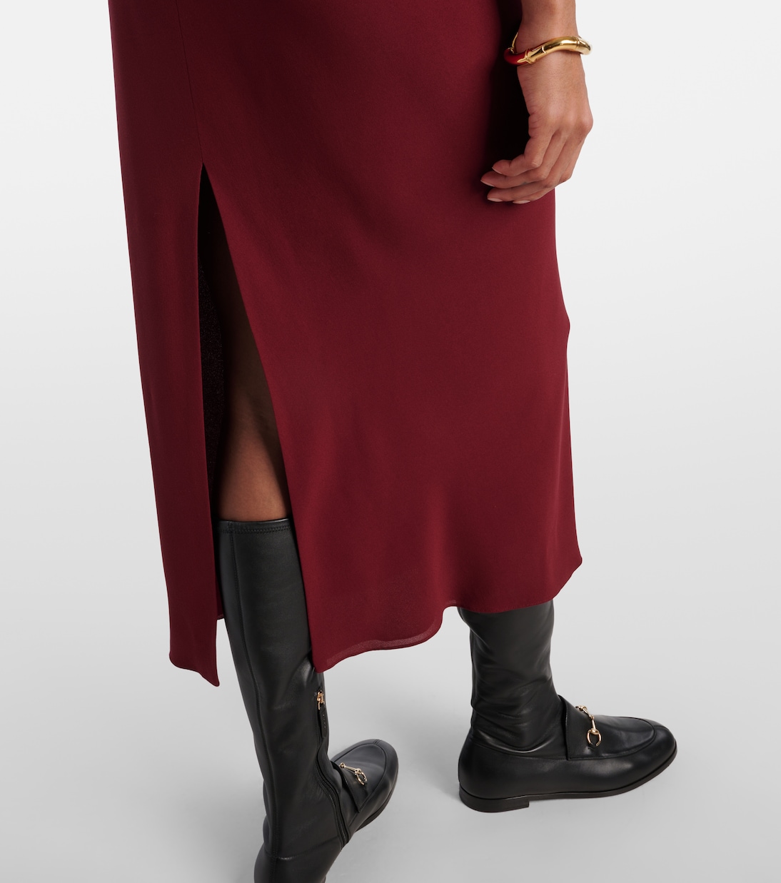Vestido midi de crepé de seda drapeado | Gucci