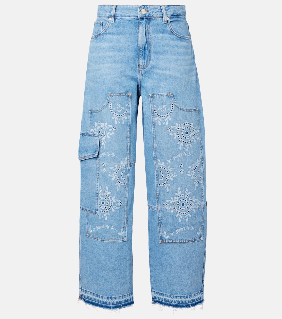 Jean barrel à broderies anglaises | Ganni