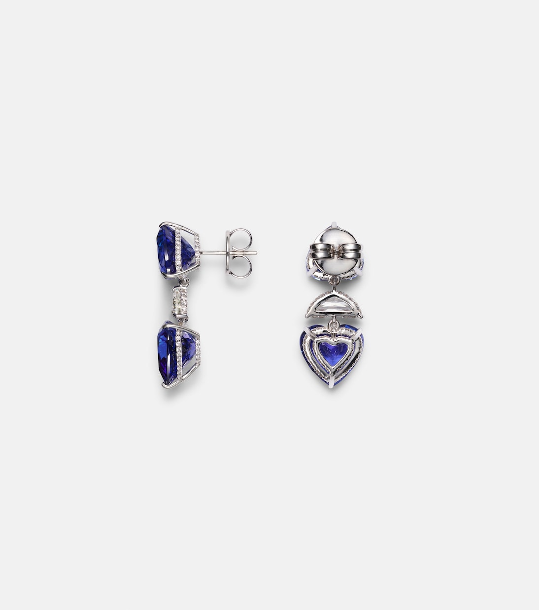 Boucles d'oreilles Heart en or blanc 18 ct, tanzanites et diamants | Kamyen