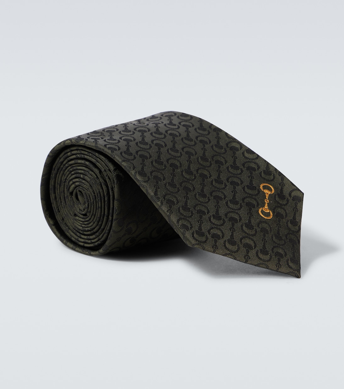 Cravatta Horsebit in jacquard di seta con ricamo | Gucci