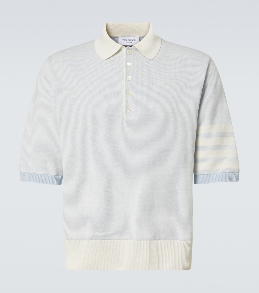 Polohemd 4-Bar aus Leinen und Baumwolle | Thom Browne
