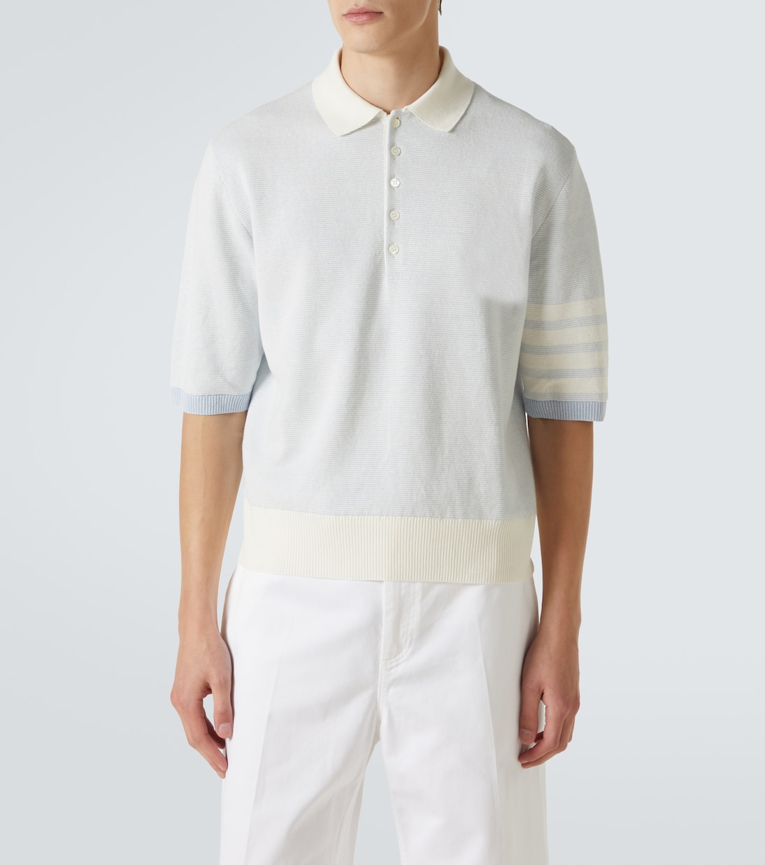 Polohemd 4-Bar aus Leinen und Baumwolle | Thom Browne