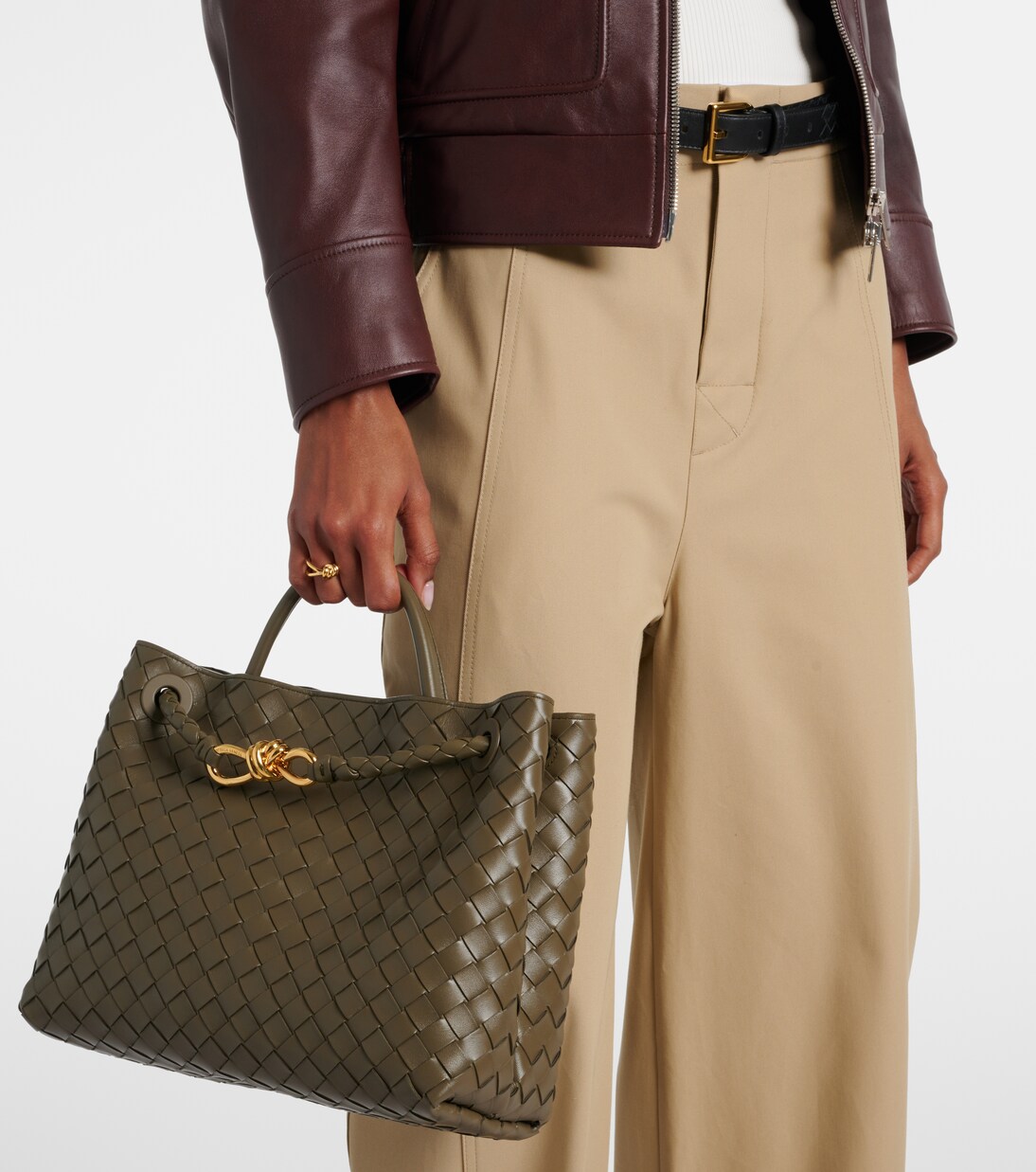 Andiamo Intrecciato Medium leather tote bag | Bottega Veneta