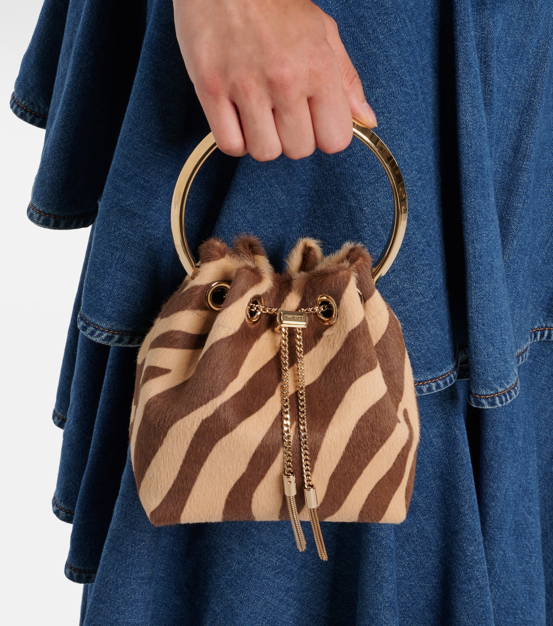 Bon Bon Small calf hair bucket bag | Jimmy Choo