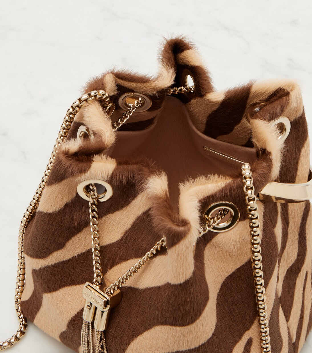 Bon Bon Small calf hair bucket bag | Jimmy Choo