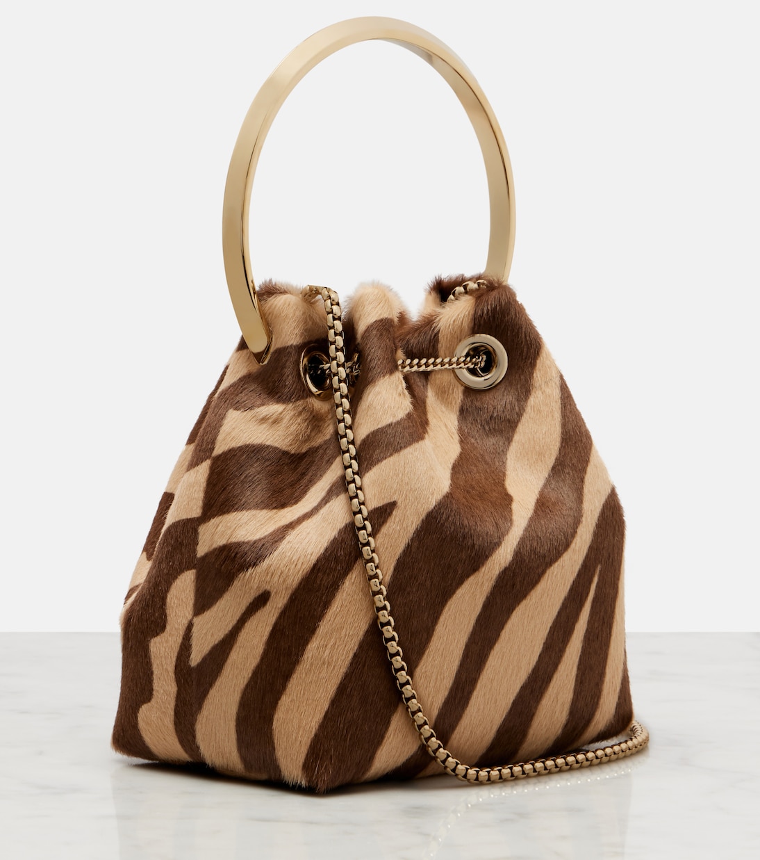 Bon Bon Small calf hair bucket bag | Jimmy Choo