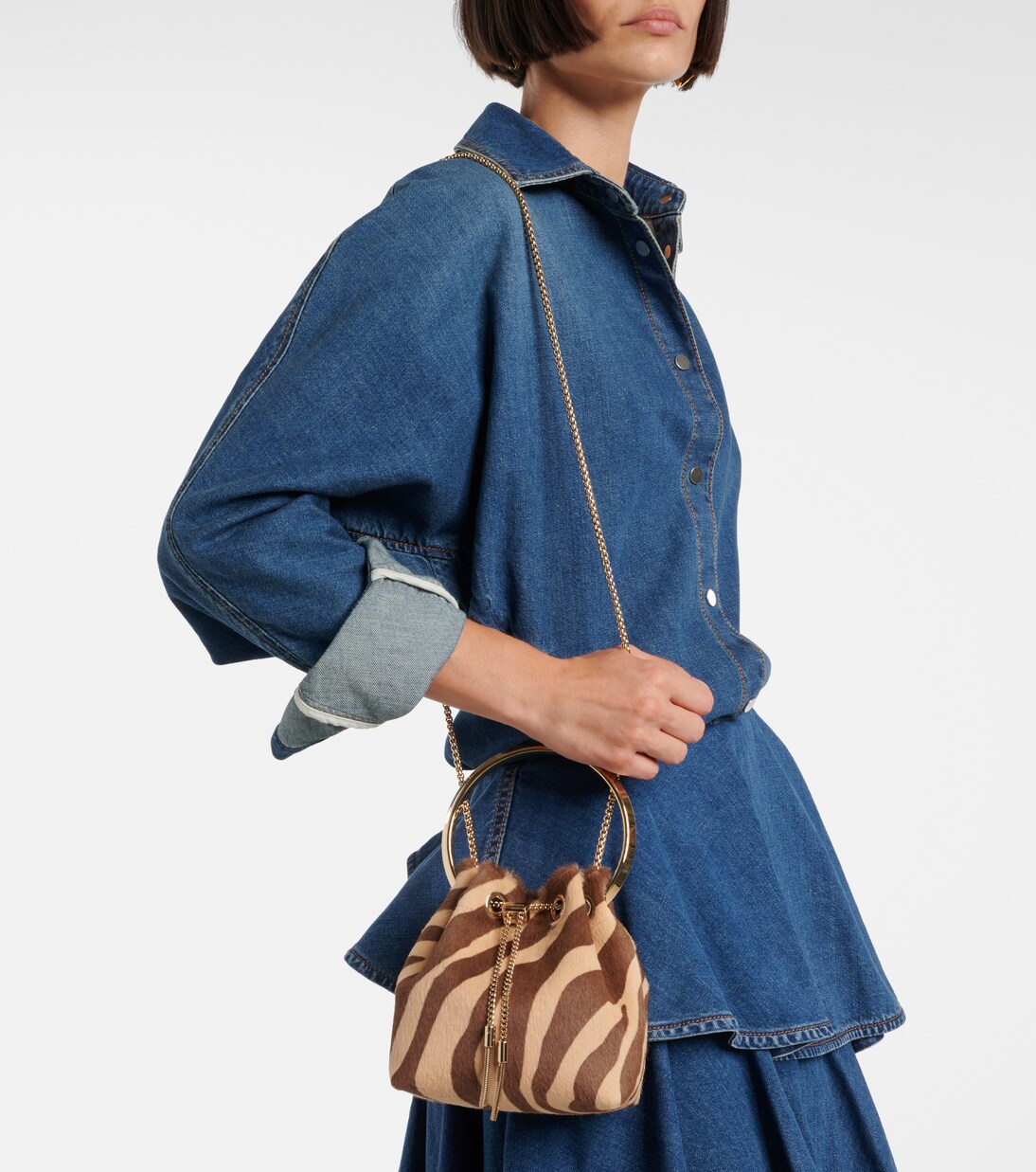 Bon Bon Small calf hair bucket bag | Jimmy Choo