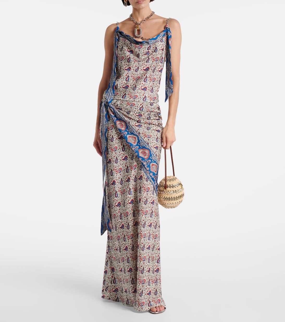 Camisole in raso con stampa paisley | Rabanne