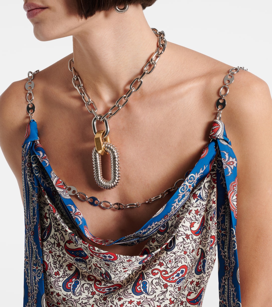 Camisole in raso con stampa paisley | Rabanne
