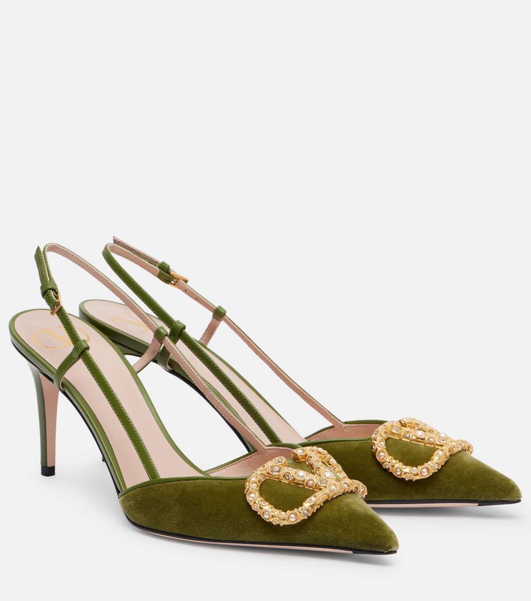 VLogo 80 velvet slingback pumps | Valentino Garavani