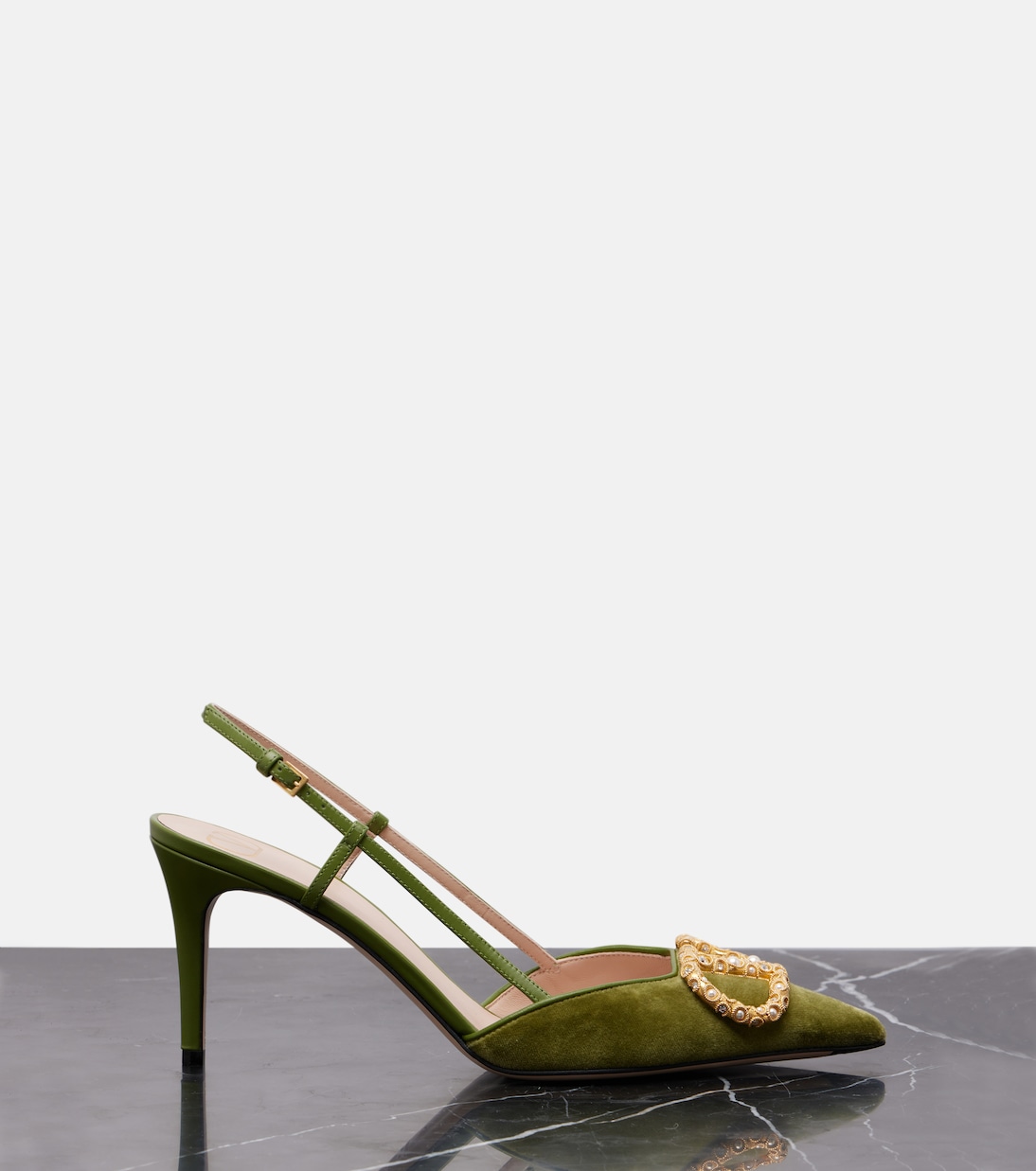 VLogo 80 velvet slingback pumps | Valentino Garavani