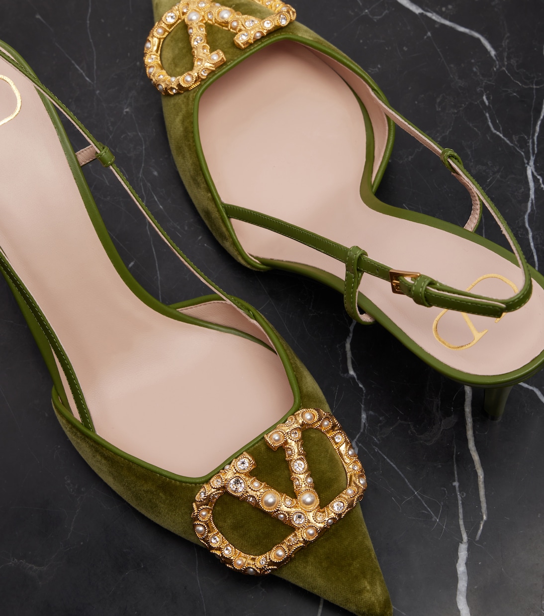 VLogo 80 velvet slingback pumps | Valentino Garavani