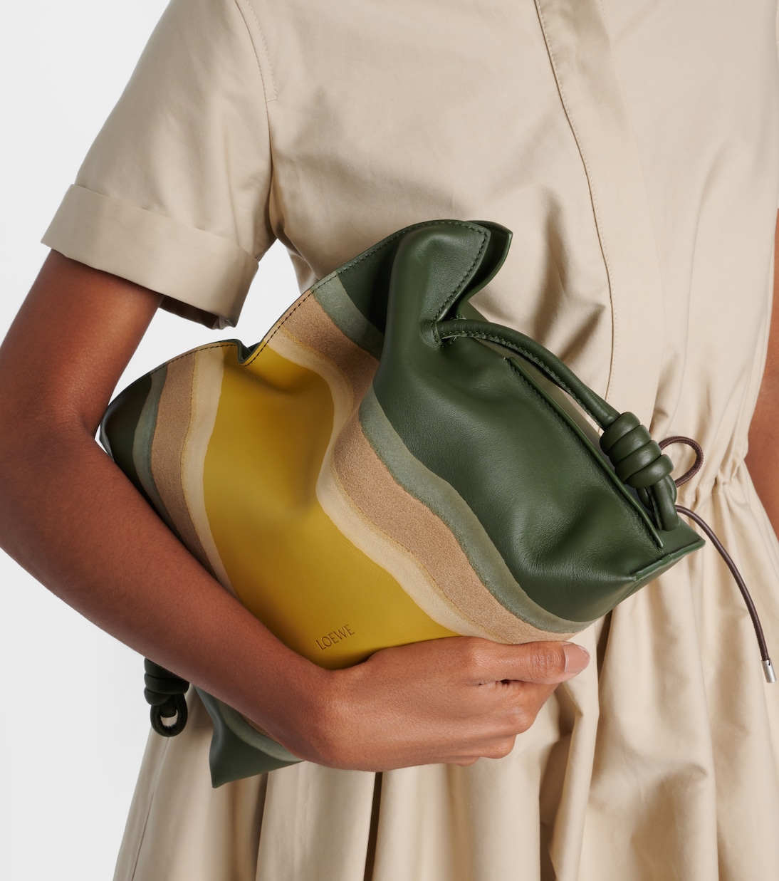 Flamenco Medium leather and suede clutch | Loewe