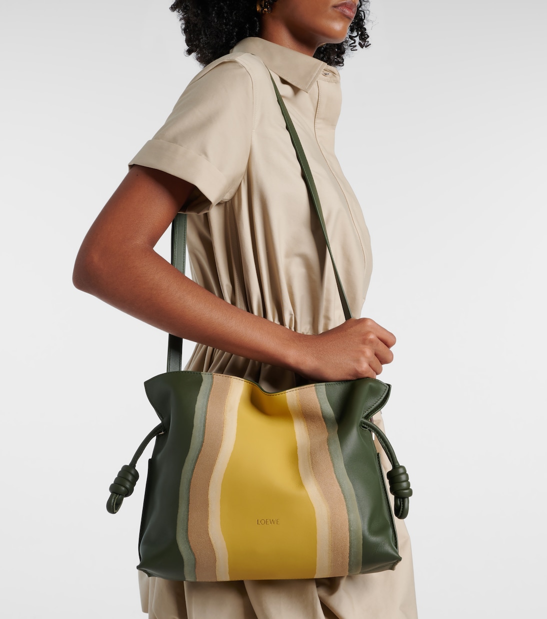 Flamenco Medium leather and suede clutch | Loewe