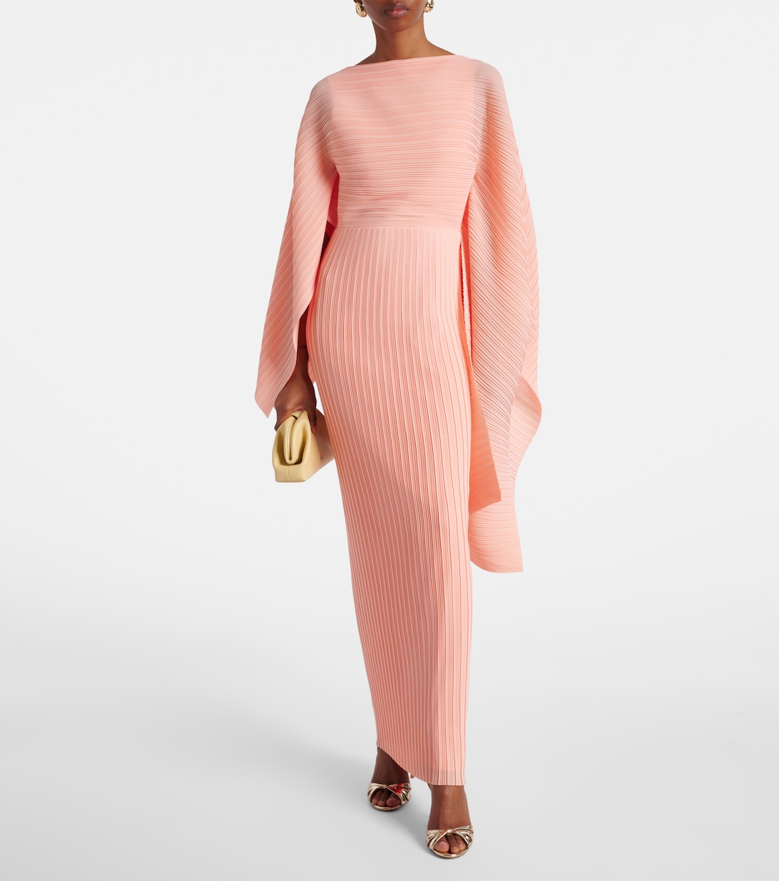 Vestido largo Adami plisado con capa | Solace London