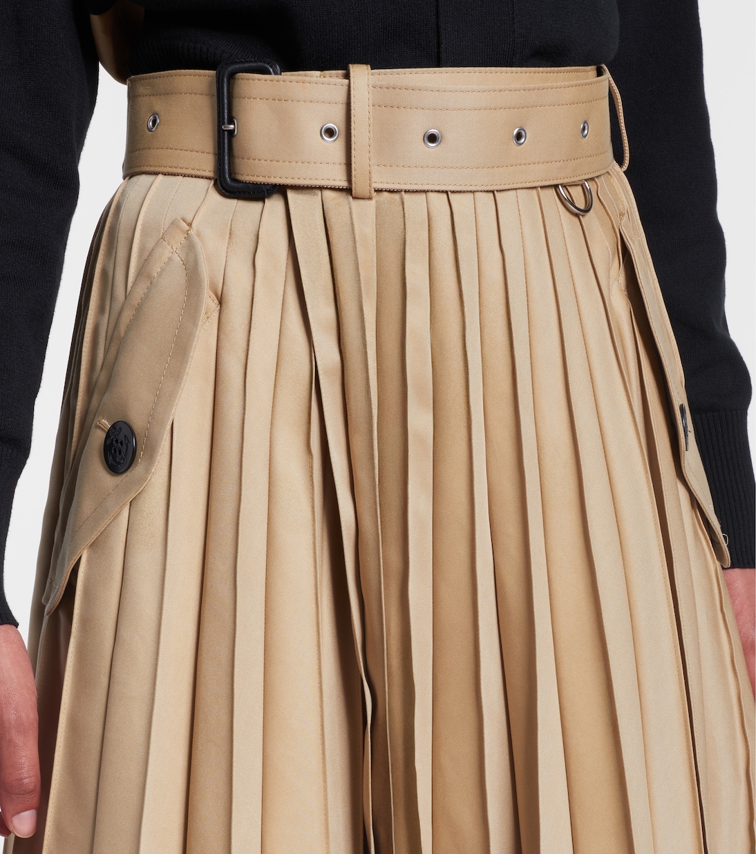 Falda midi de gabardina en mezcla de algodón | Sacai