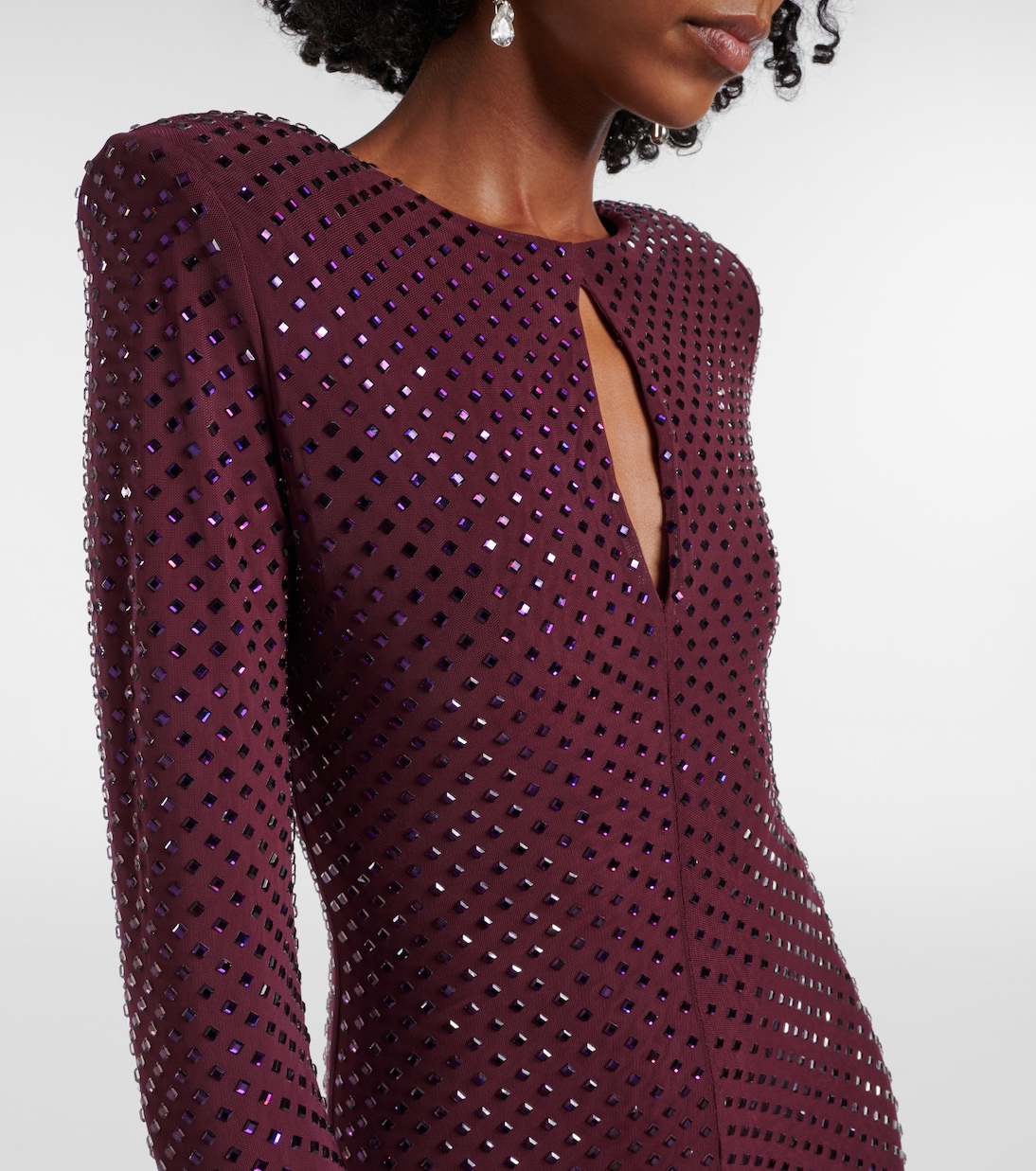 Robe aus Mesh mit Kristallen | Self-Portrait