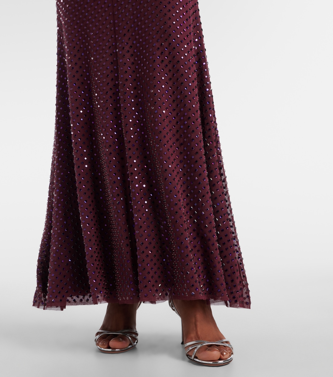 Robe aus Mesh mit Kristallen | Self-Portrait