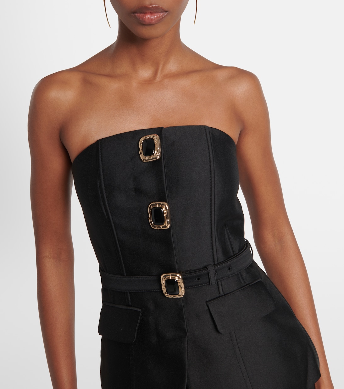 Embellished strapless taffeta jumpsuit  | Self-Portrait