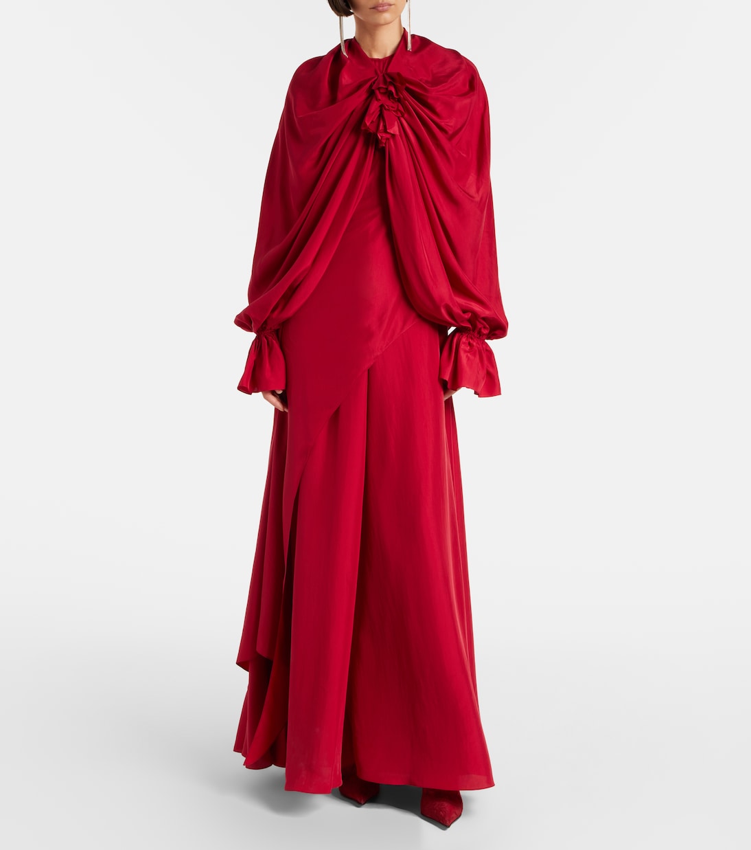 Draped floral-appliqué silk gown | McQueen
