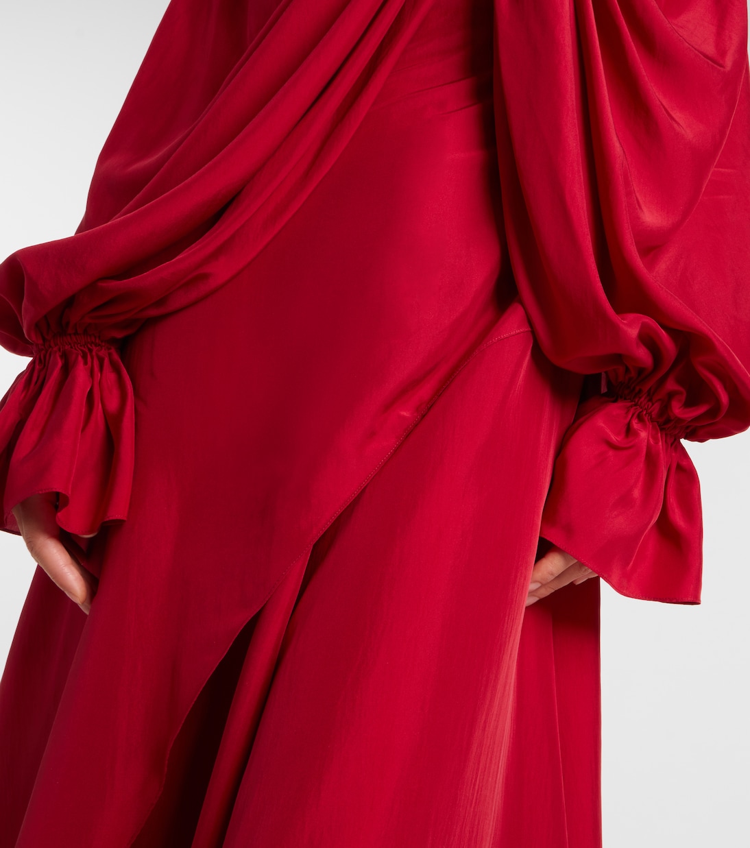 Draped floral-appliqué silk gown | McQueen