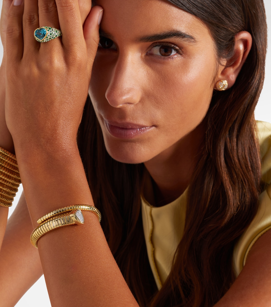 Trisola Trumpet 18kt gold bangle with diamonds | Marina B
