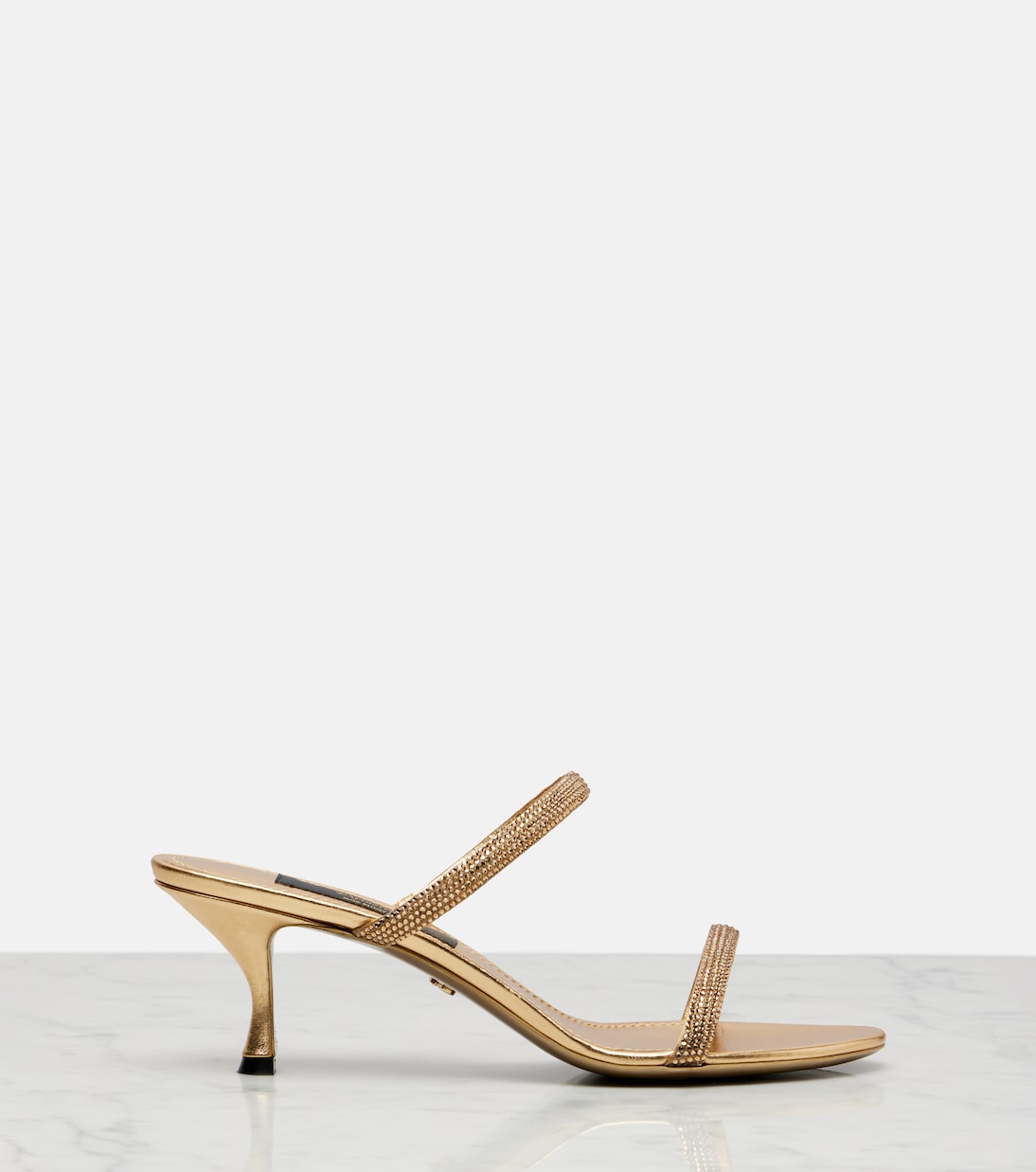 Crystal-embellished satin mules | Dolce&Gabbana