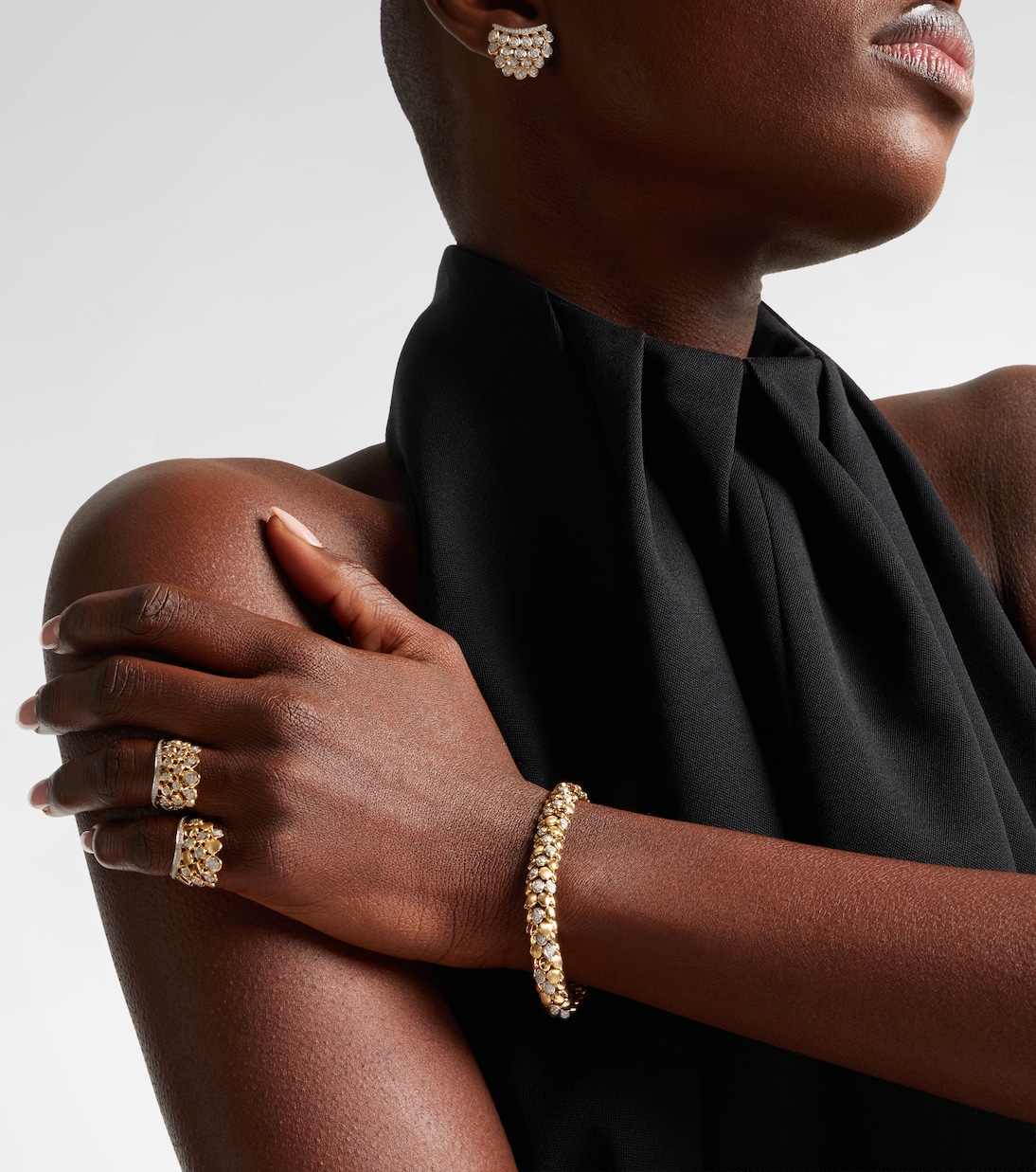 Armreif Blossom Small aus 14kt Gelbgold mit Diamanten | Rainbow K