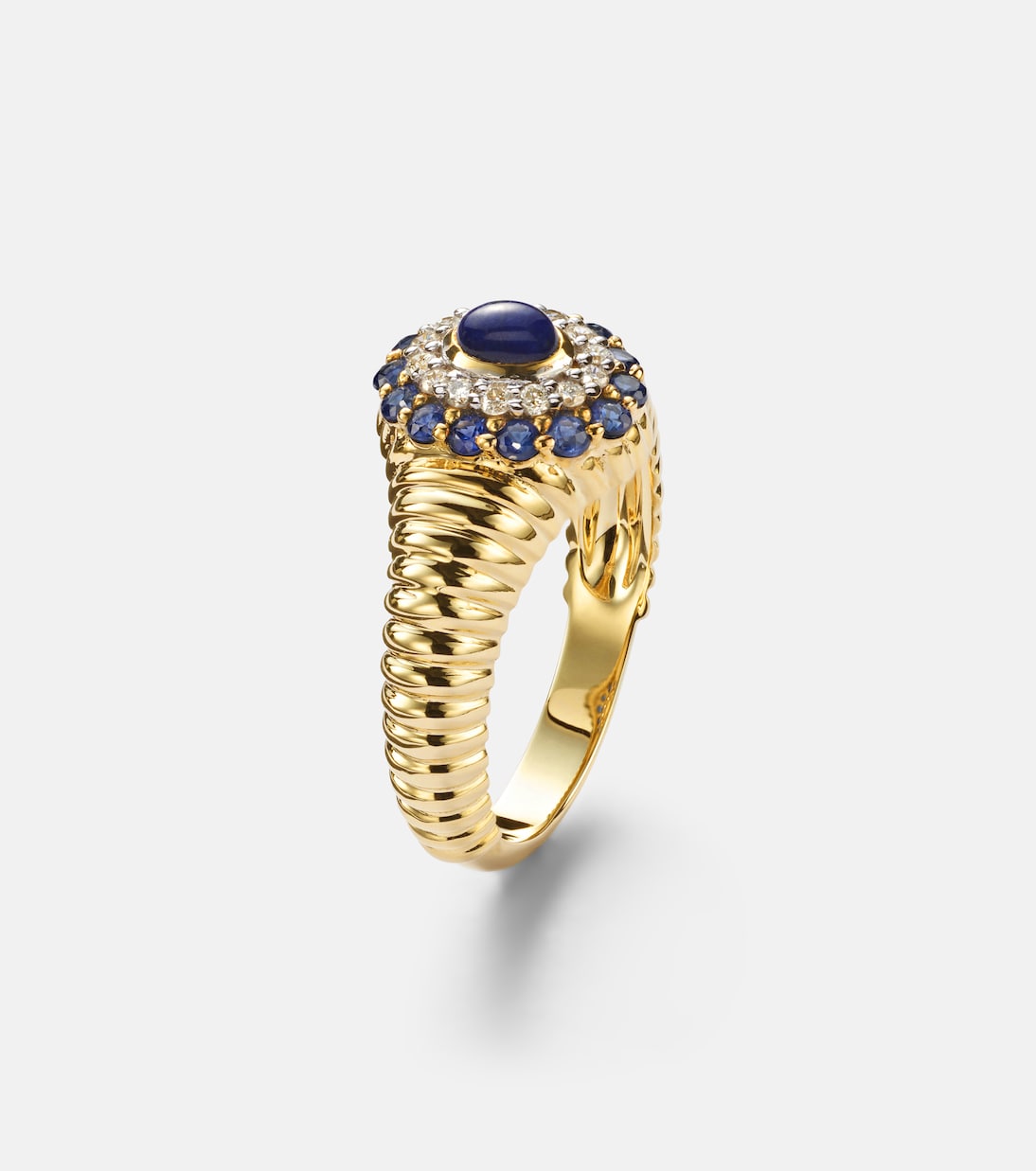 Ring Berlingot Pompadour Baby aus 9kt Gelbgold mit Edelsteinen | Yvonne Léon