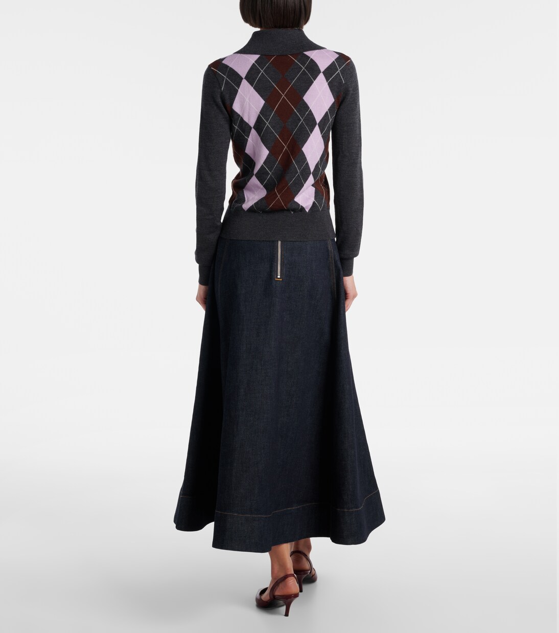 Argyle wool polo sweater | Self-Portrait