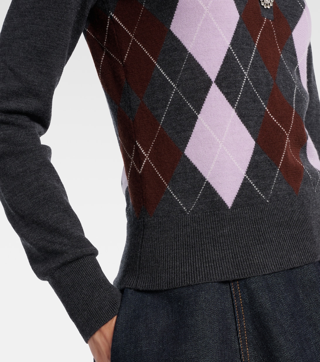 Argyle wool polo sweater | Self-Portrait