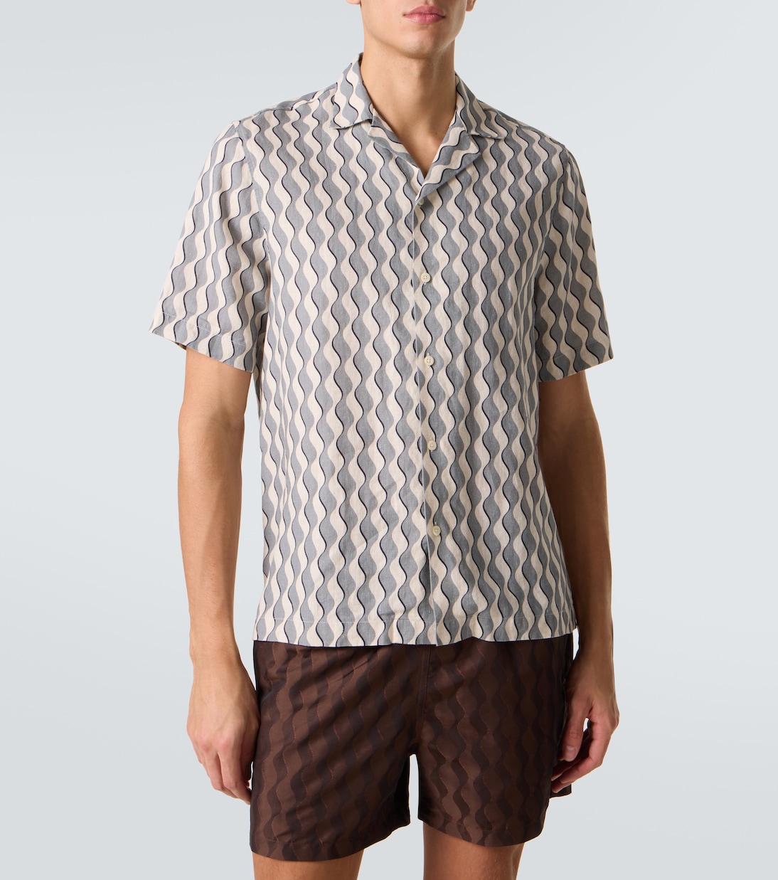 Roberto printed linen bowling shirt | Frescobol Carioca