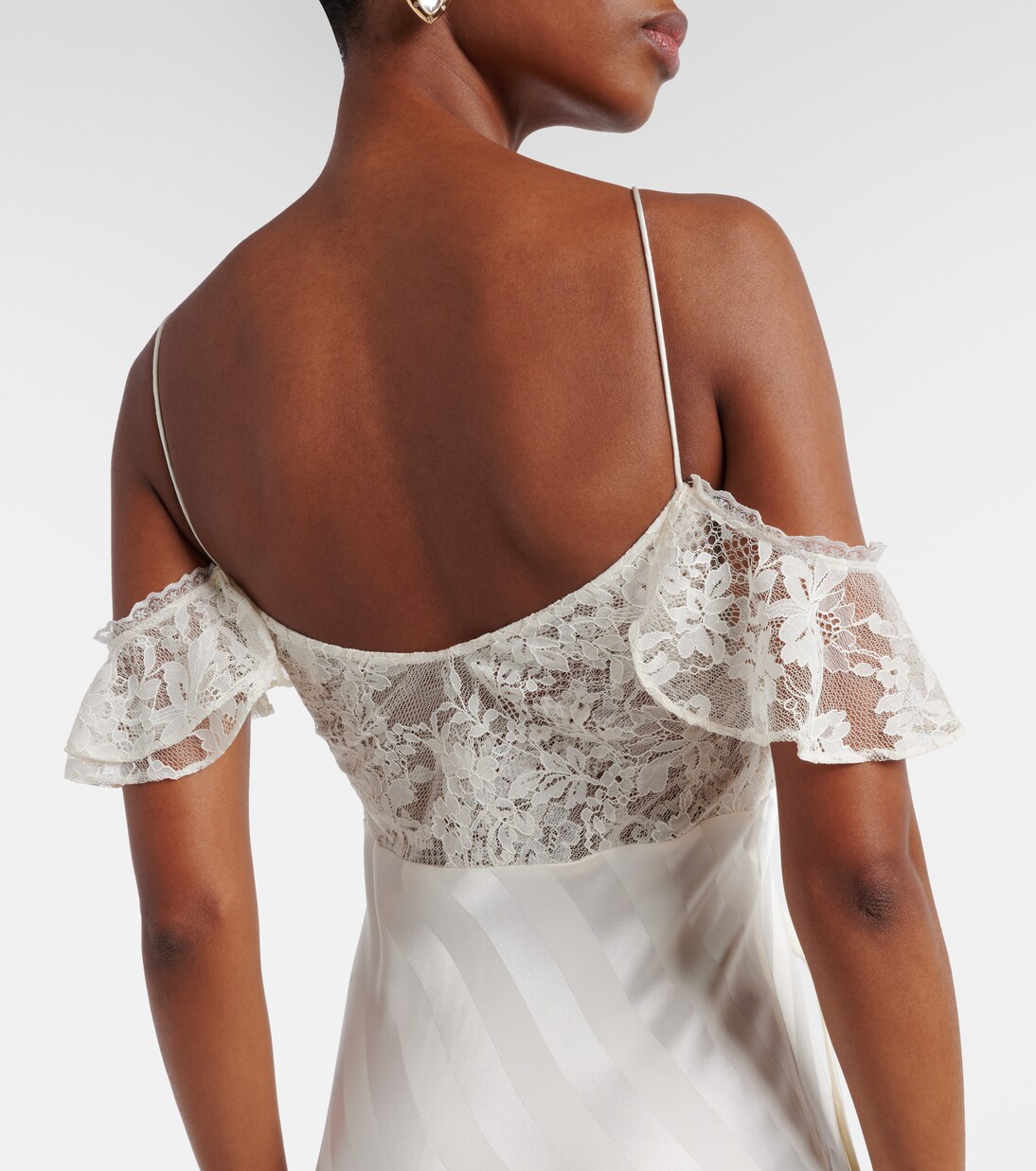 Lace-trimmed satin gown | Self-Portrait