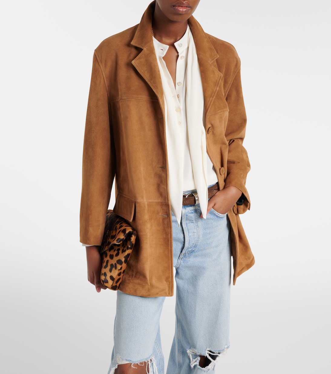 جاكيت من الجلد السويدي Voltia | Nour Hammour