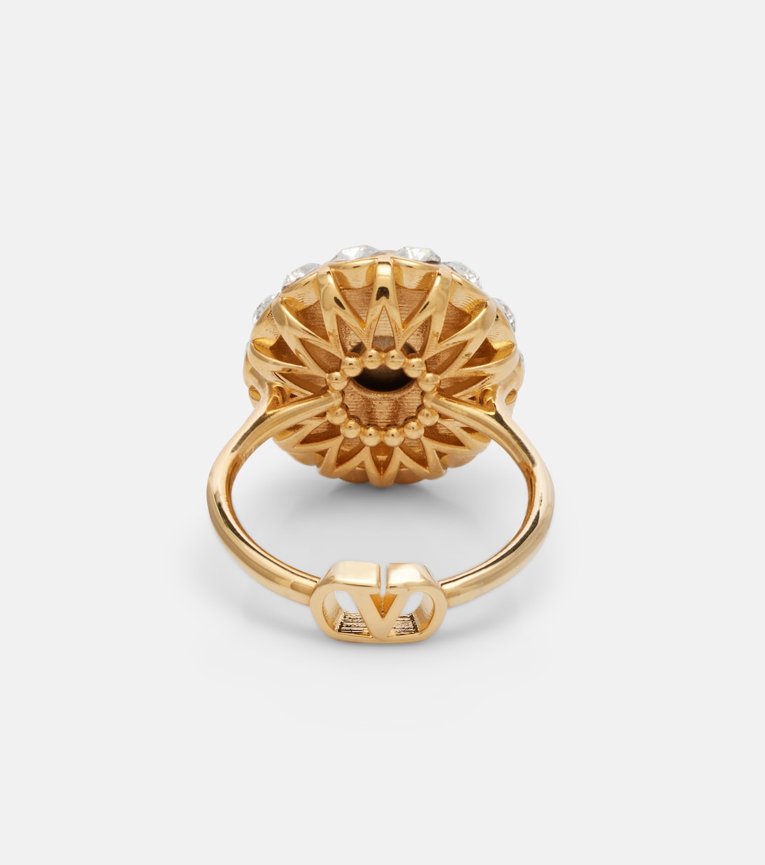 VLogo crystal-embellished enamel ring | Valentino