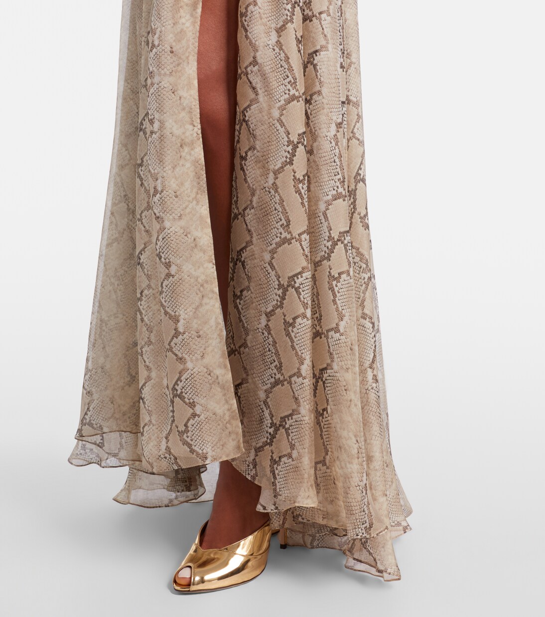 Snake-print silk chiffon maxi skirt | Elie Saab