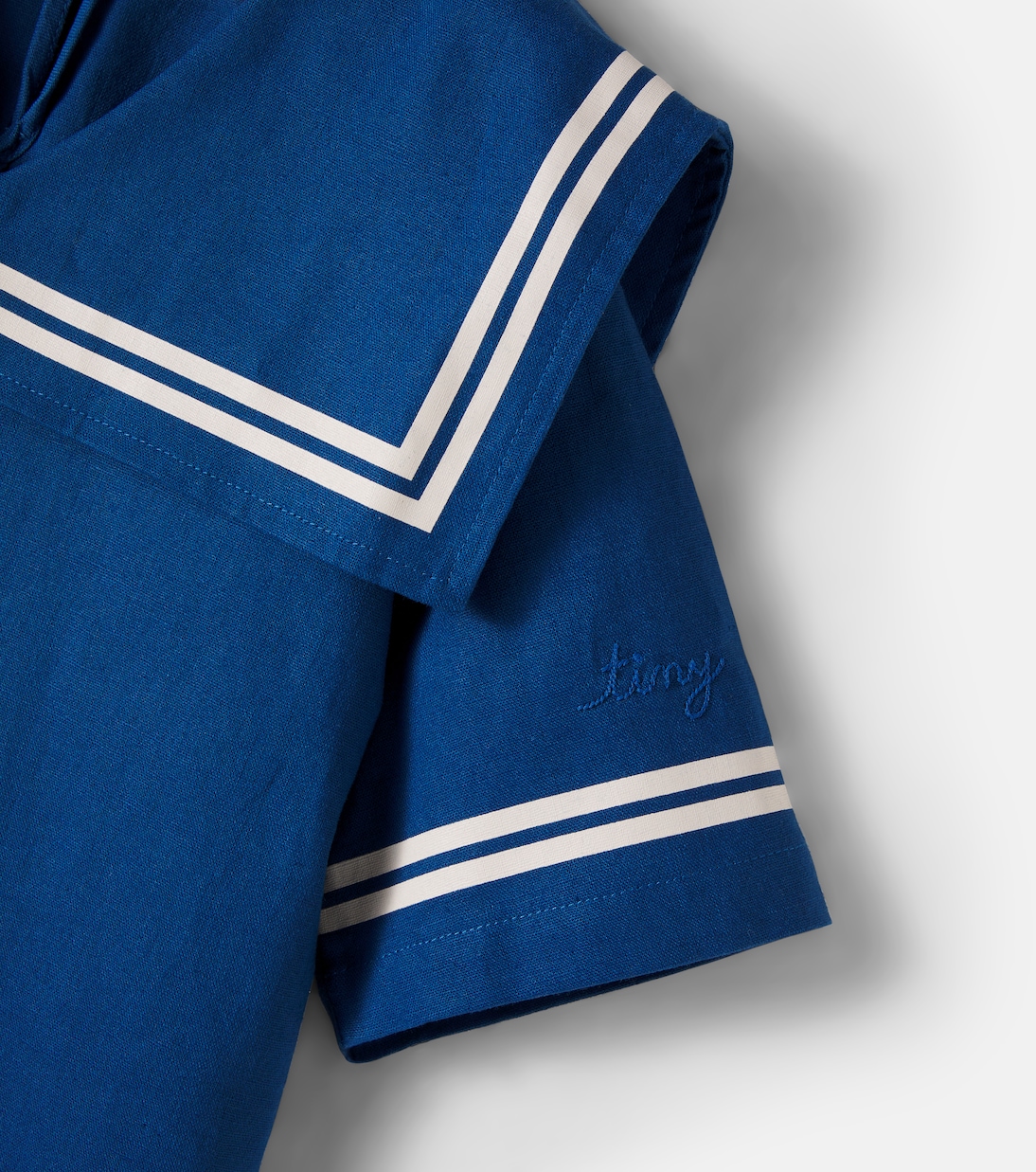 Vestido de algodón y lino a rayas | Tinycottons